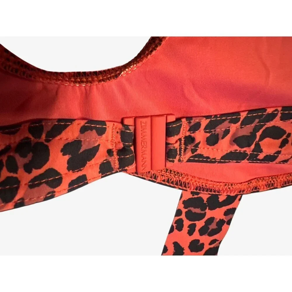 Zimmermann Red Leopard Print Swim Top IT 44 US 6-8 Premium Italian Fabric $179 - Picture 5 of 10